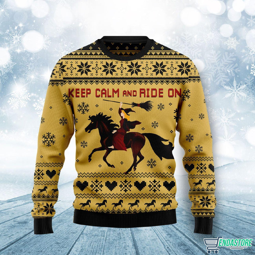 Keep Calm and Ride On Horse Lover Ugly Halloween 3D Ugly Christmas Sweater - Gift for Animal Lovers product image