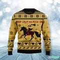Keep Calm and Ride On Horse Lover Ugly Halloween 3D Ugly Christmas Sweater - Gift for Animal Lovers product image