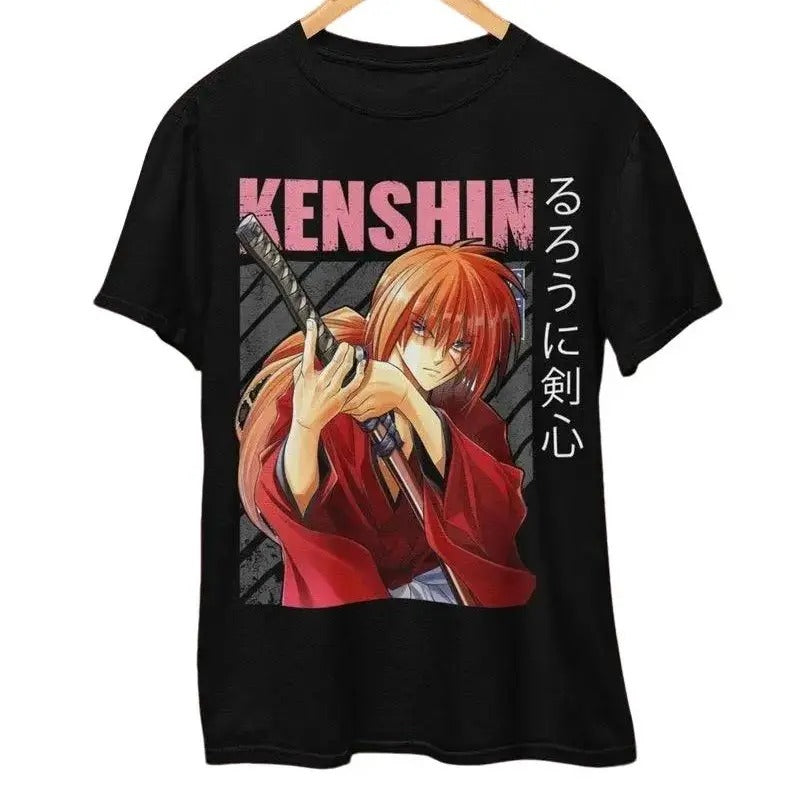 Kenshin Anime Rurouni Samurai 90s - Adult & Kids T-Shirts, Sweatshirts & Hoodies apparel design preview 1