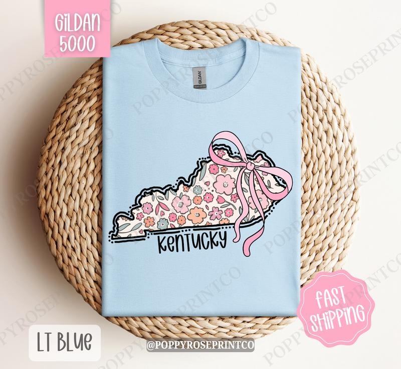 Kentucky Gildan Cute State Floral Bow - Adult & Kids T-Shirts, Sweatshirts & Hoodies apparel design preview 1
