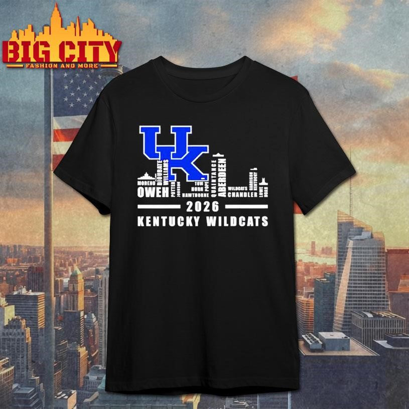 Kentucky Wildcats 2026 players names city skyline - Adult & Kids T-Shirts, Sweatshirts & Hoodies apparel design preview 1