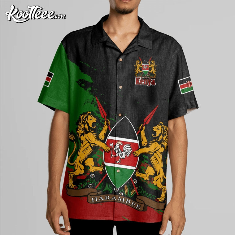 Kenya Coat Of Arms Custom Hawaiian - Adult & Kids T-Shirts, Sweatshirts & Hoodies apparel design preview 1