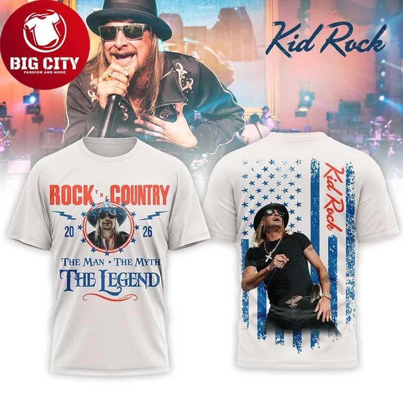 Kid Rock The Man Myth Legend Country 2026 Two Sided - Adult & Kids T-Shirts, Sweatshirts & Hoodies apparel design preview 1