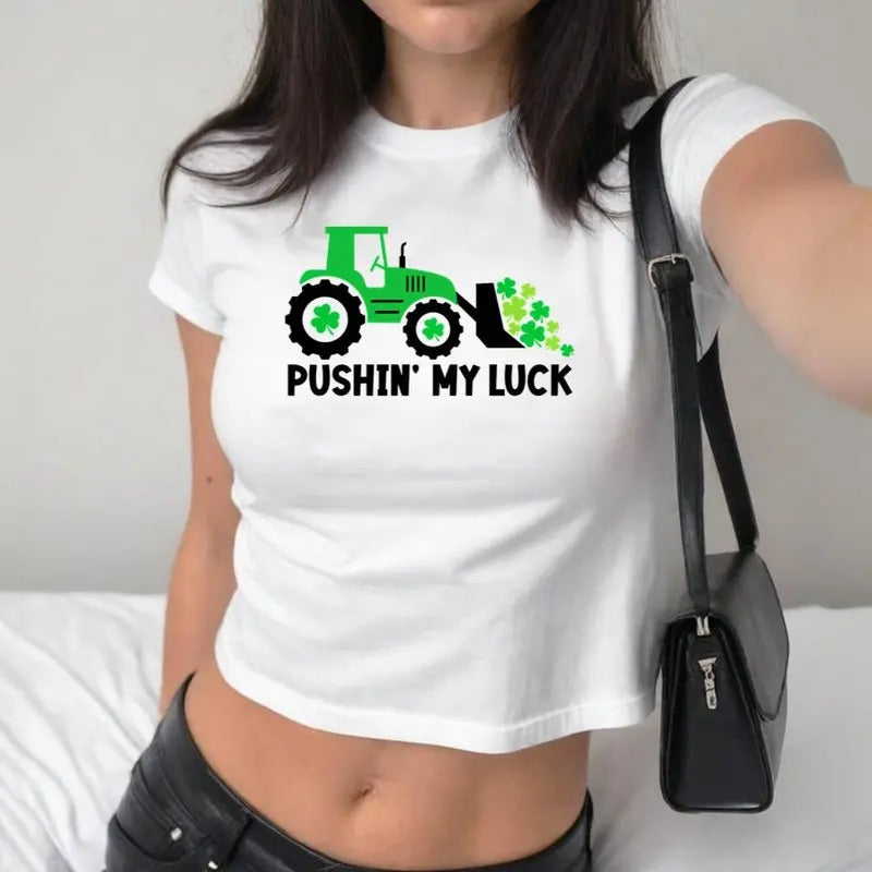 St Patrick'S Day Baby Funny Paddys Tractor Pushing My - Adult & Kids T-Shirts, Sweatshirts & Hoodies apparel design preview 1