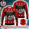 Kiss Band Merry Kissmas Under The Xmas Tree Holiday Style With Reindeer Knitted Red Ugly Christmas Sweater - Holiday Gift product image