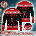 Kiss Gene Simmons Bloody Tongue With His Signature Black And Red Ugly Christmas Sweater - Holiday Gift product image
