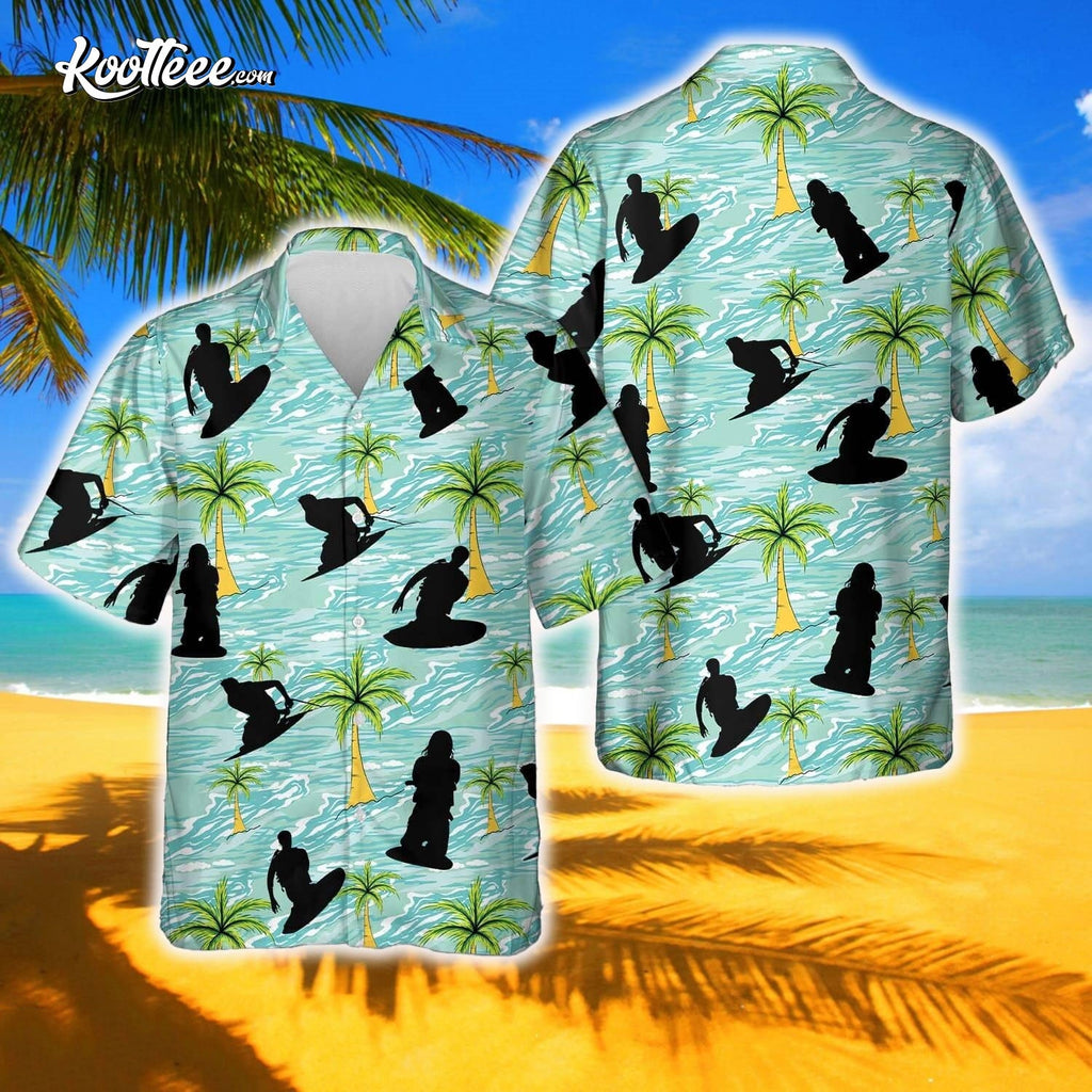 Kneeboarding Silhouette Hawaiian - Adult & Kids T-Shirts, Sweatshirts & Hoodies apparel design preview 1