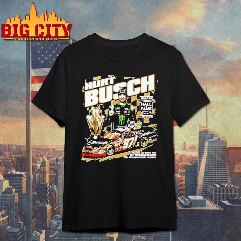 Kurt Busch Checkered Flag Sports Nascar 2026 Hall Of - Adult & Kids T-Shirts, Sweatshirts & Hoodies apparel design preview 1