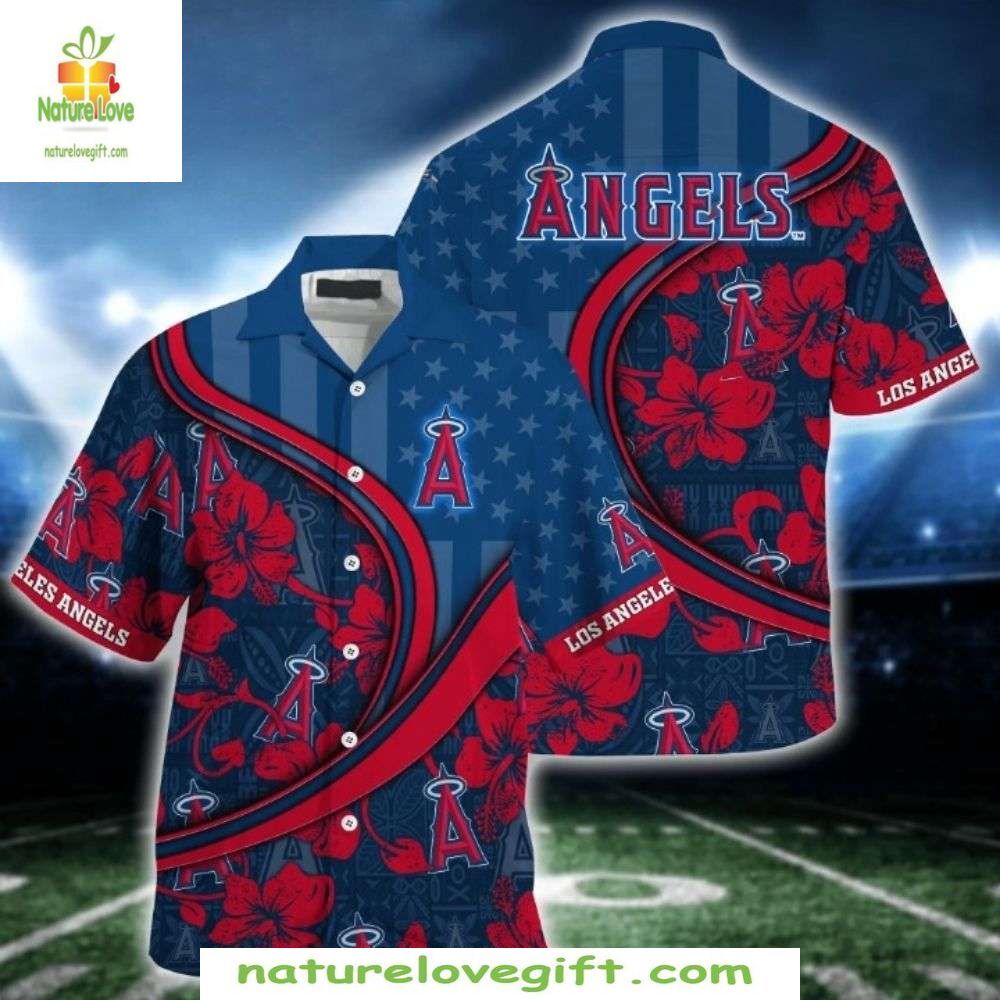 LA Angels Hawaiian Starry Night Floral Tribute - Adult & Kids T-Shirts, Sweatshirts & Hoodies apparel design preview 1