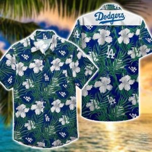 LA Dodgers Hawaiian Hibiscus Pattern Practical Beach - Adult & Kids T-Shirts, Sweatshirts & Hoodies apparel design preview 1