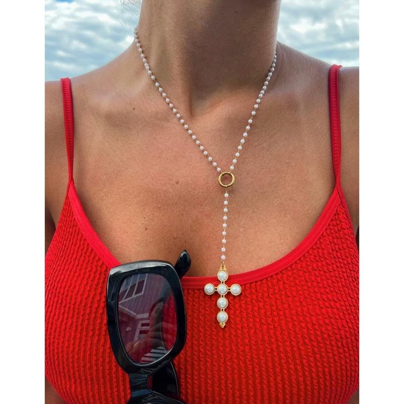 LARIAT PEARL CROSS NECKLACE - Adult & Kids T-Shirts, Sweatshirts & Hoodies apparel design preview 1