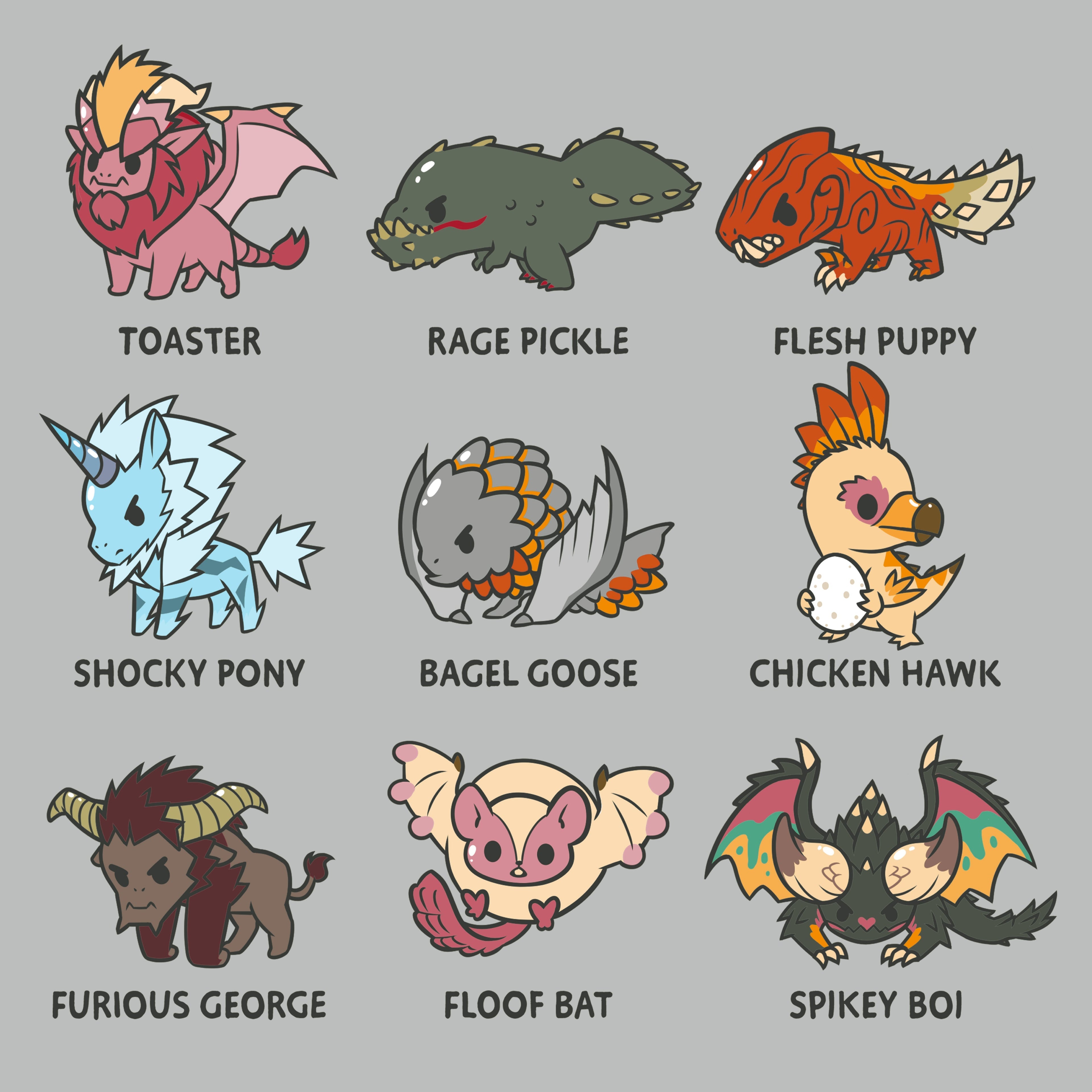 Derpy Monter Hunter Grid - Adult & Kids T-Shirts, Sweatshirts & Hoodies apparel design preview 1