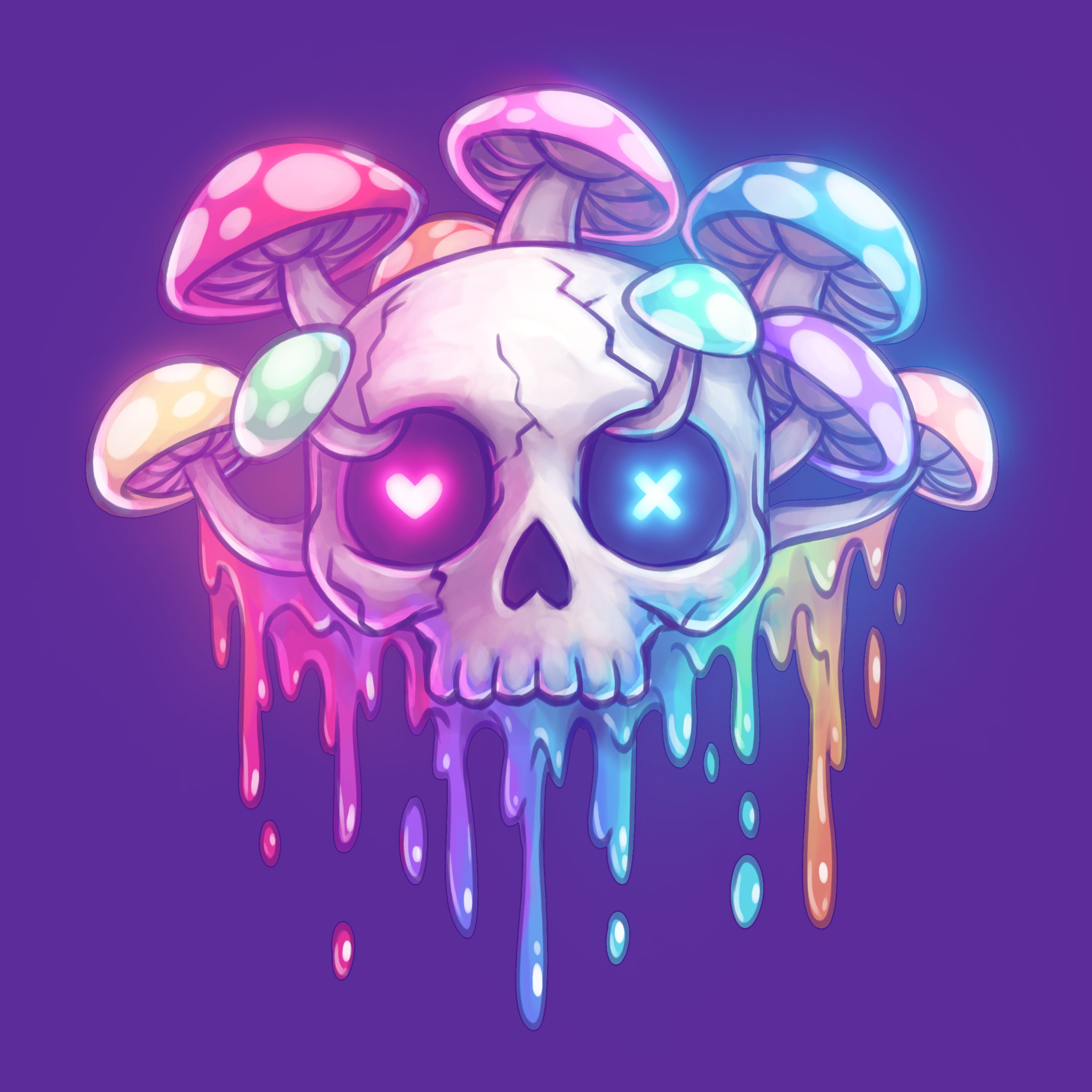 Drippy Rainbow Skull - Adult & Kids T-Shirts, Sweatshirts & Hoodies apparel design preview 1