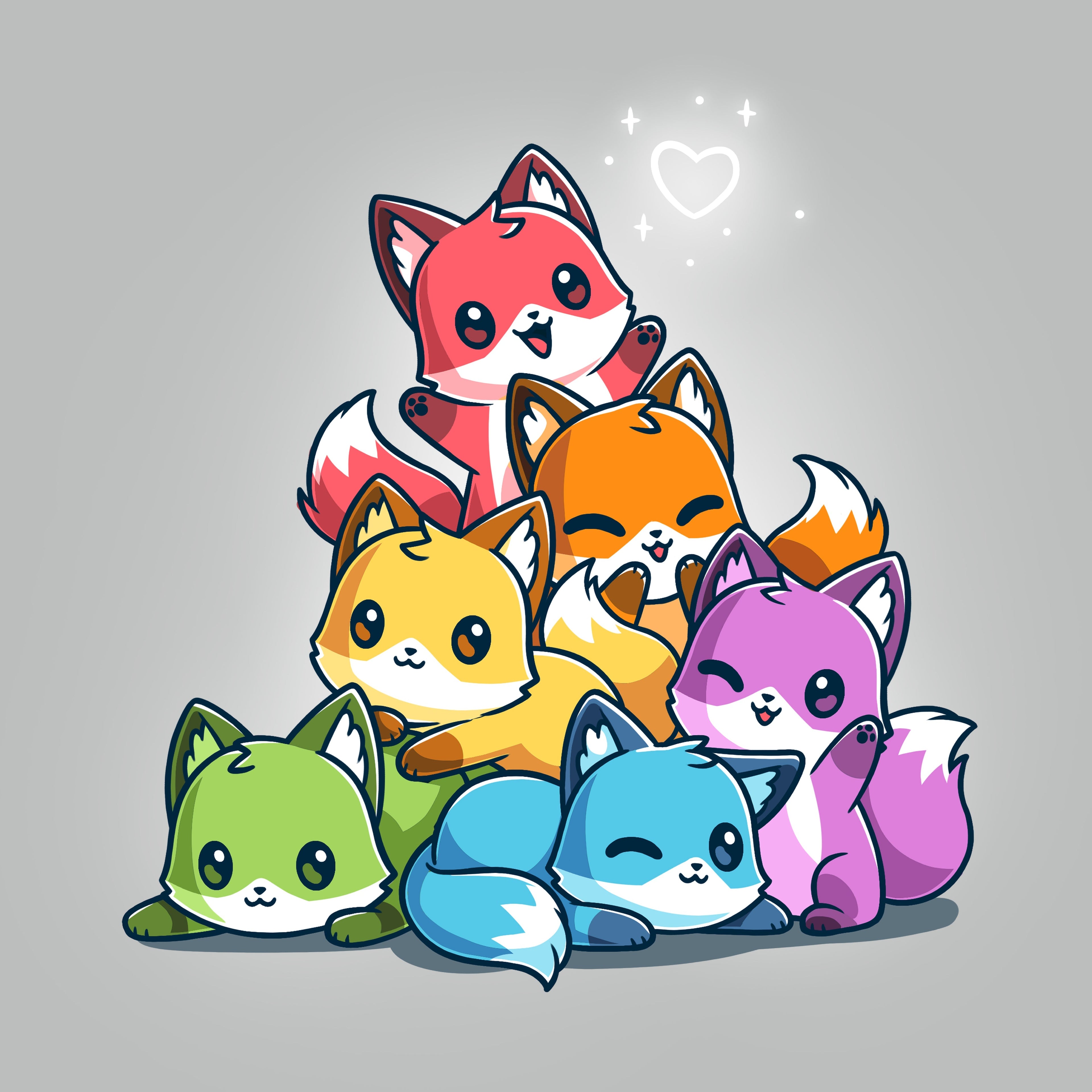 Rainbow Foxes - Adult & Kids T-Shirts, Sweatshirts & Hoodies apparel design preview 1