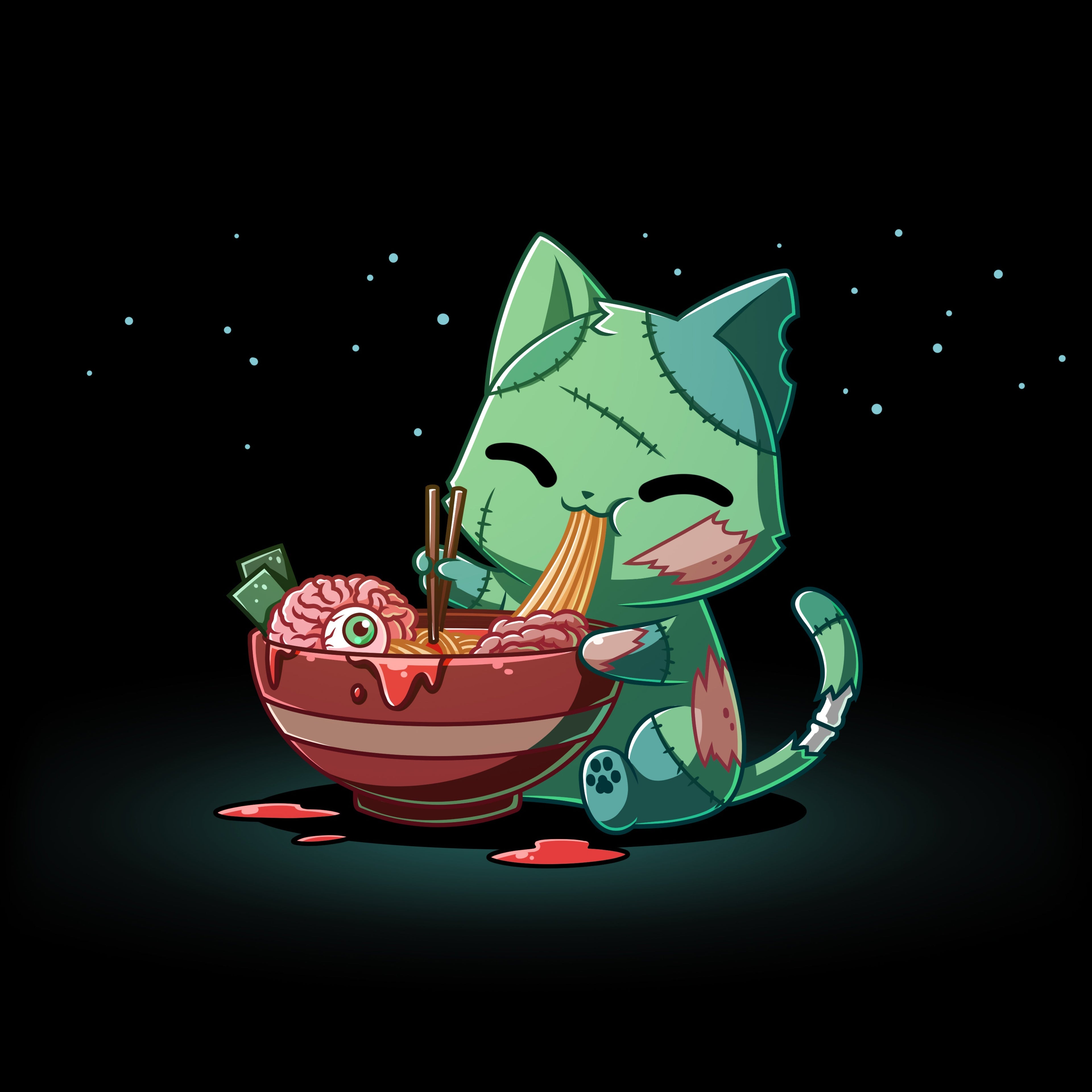 Ramen Zombie Cat - Adult & Kids T-Shirts, Sweatshirts & Hoodies apparel design preview 1