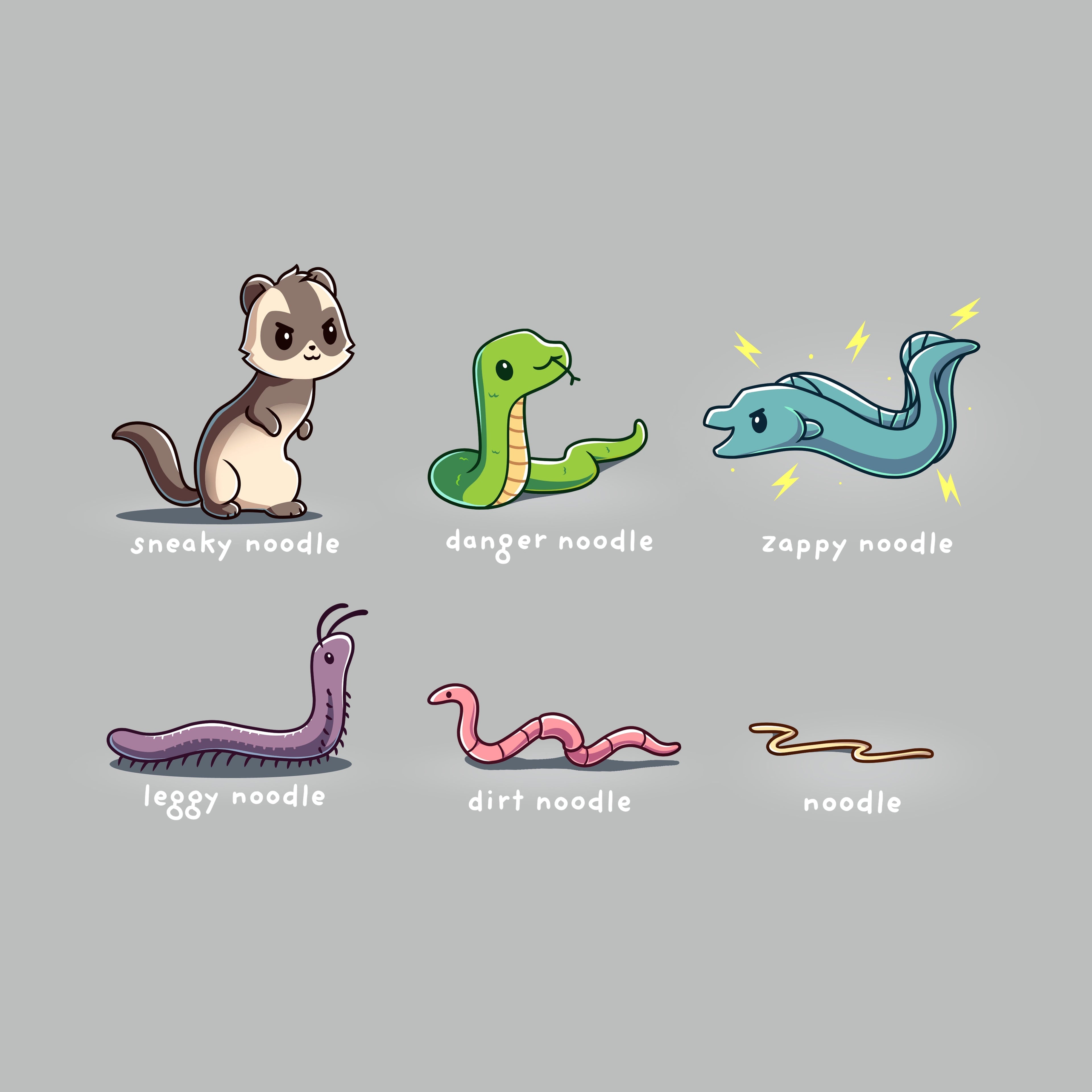 Types of Noodles - Adult & Kids T-Shirts, Sweatshirts & Hoodies apparel design preview 1