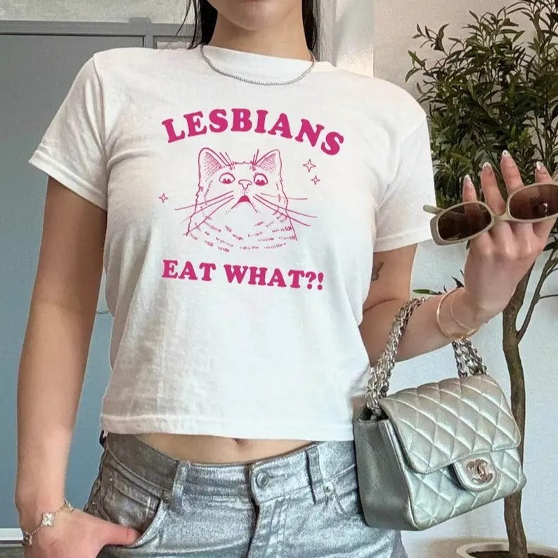 LGBT Lesbians Eat What Y2K Baby Cat Funny Gay Pride - Adult & Kids T-Shirts, Sweatshirts & Hoodies apparel design preview 1