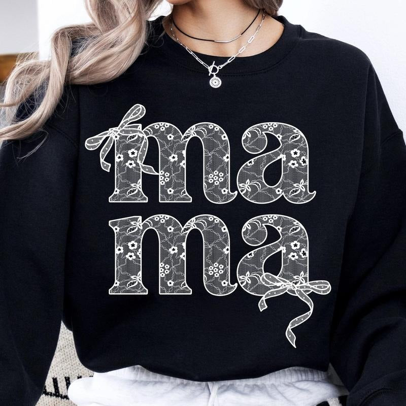 Lace Mama Coquette Bow Sweashirt Floral Chinoiserie - Adult & Kids T-Shirts, Sweatshirts & Hoodies apparel design preview 1