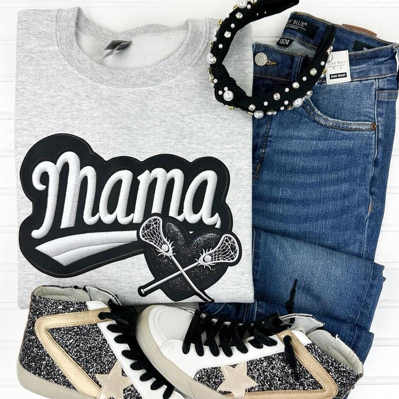 Lacrosse Mama FAKE Embroidery - Adult & Kids T-Shirts, Sweatshirts & Hoodies apparel design preview 1