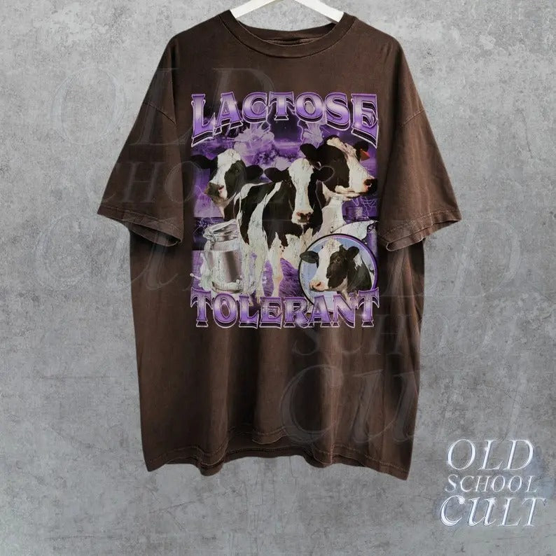 Lactose Tolerant Vintage Bootleg Retro Milk 90s Funny - Adult & Kids T-Shirts, Sweatshirts & Hoodies apparel design preview 1