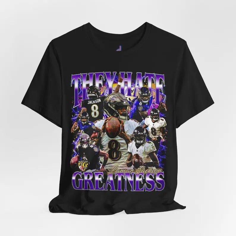 Lamar Jackson Football Streetwear Cotton Short Sleeve - Adult & Kids T-Shirts, Sweatshirts & Hoodies apparel design preview 1