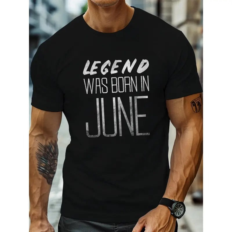 Legend Was Born June' Letter Print Casual Summer Top - Adult & Kids T-Shirts, Sweatshirts & Hoodies apparel design preview 1