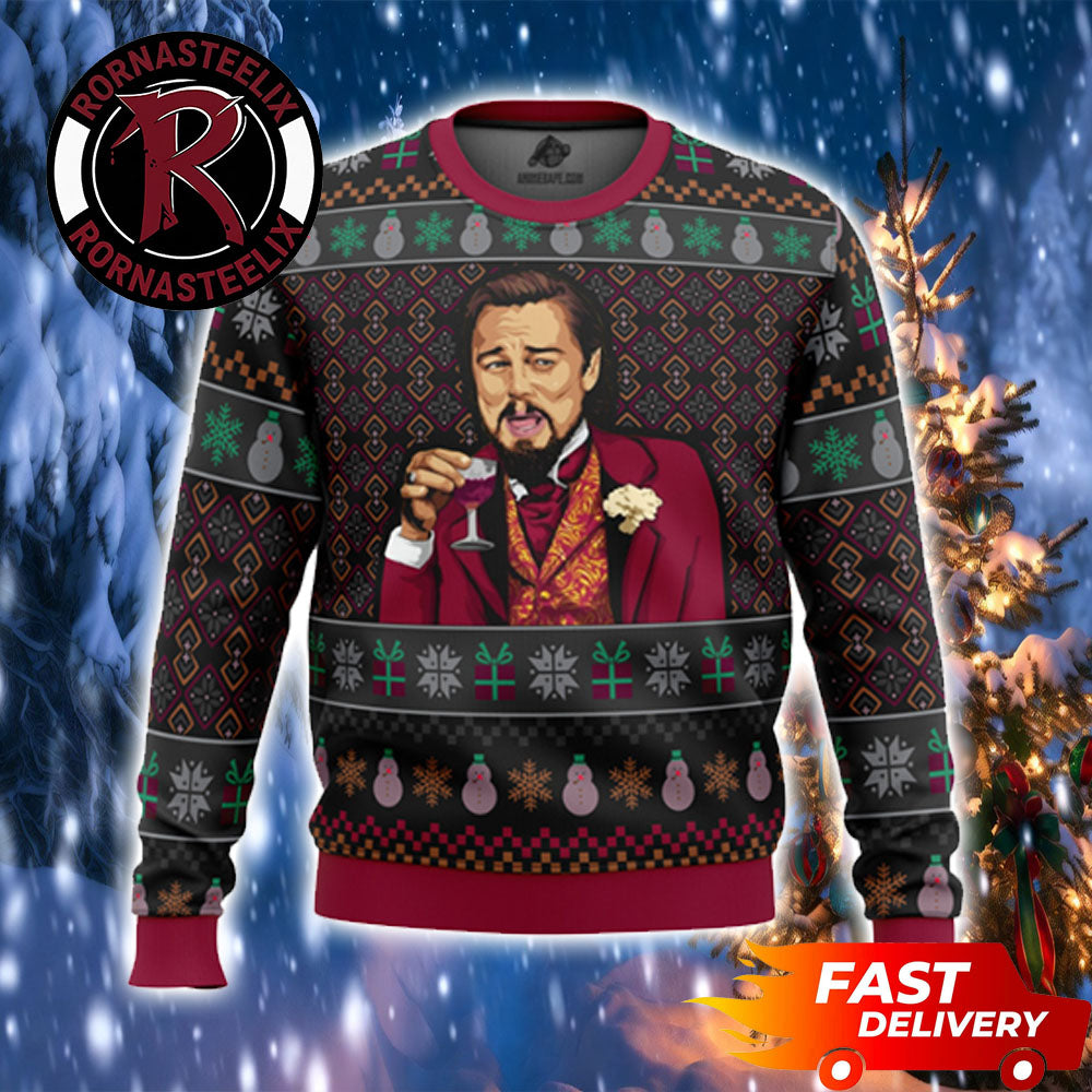 Leo DiCaprio Laughing Iconic Meme Funny Ugly Christmas Sweater - Gift Idea product image