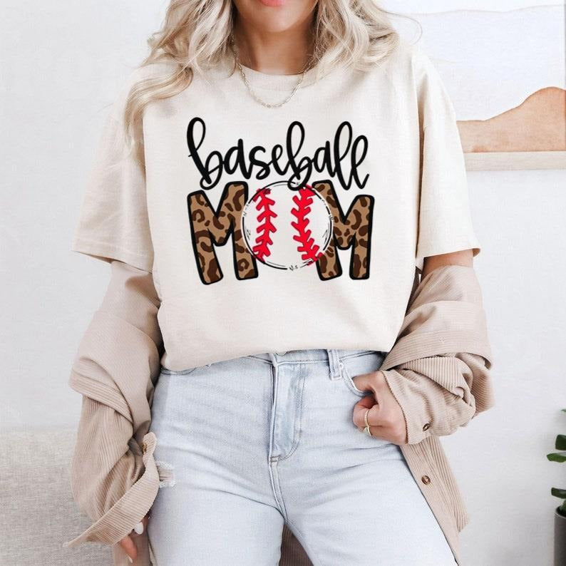 Leopard Baseball Mom Bleached Sublimated - Adult & Kids T-Shirts, Sweatshirts & Hoodies apparel design preview 1