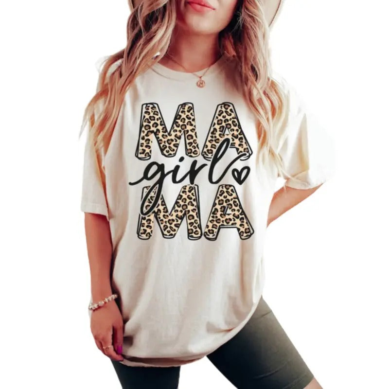 Leopard Girl Mama Mom Comfort Colors Top Womenswear - Adult & Kids T-Shirts, Sweatshirts & Hoodies apparel design preview 1