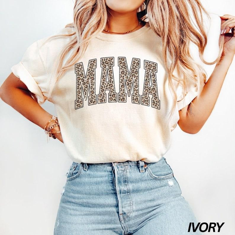 Leopard Mama Varsity Comfort Colors New Mom Life Cute - Adult & Kids T-Shirts, Sweatshirts & Hoodies apparel design preview 1