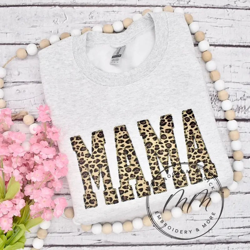 Leopard Mama Sweathshirt CHOOSE ANY NAME Comfort Fit - Adult & Kids T-Shirts, Sweatshirts & Hoodies apparel design preview 1