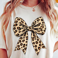 Leopard Print Coquette Bow Cheetah Pattern Ribbon - Adult & Kids T-Shirts, Sweatshirts & Hoodies apparel design preview 1