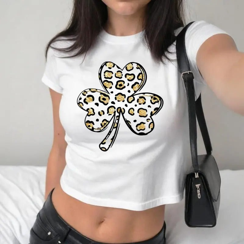 Leopard Shamrock Baby St Patrick'S Day Y2K 2000'S - Adult & Kids T-Shirts, Sweatshirts & Hoodies apparel design preview 1
