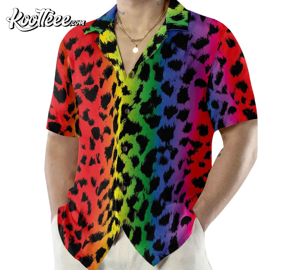 Leopard Skin With Rainbow Color LGBT Hawaiian - Adult & Kids T-Shirts, Sweatshirts & Hoodies apparel design preview 1