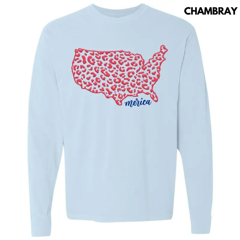 Leopard United States Puff Comfort Colors - Adult & Kids T-Shirts, Sweatshirts & Hoodies apparel design preview 1