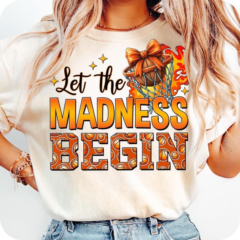 Let Madness Begin Basketball College Coquette Season - Adult & Kids T-Shirts, Sweatshirts & Hoodies apparel design preview 1