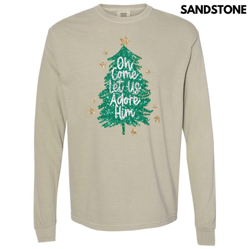 Let Us Adore Him Tree Comfort Colors 'NLB' - Adult & Kids T-Shirts, Sweatshirts & Hoodies apparel design preview 1
