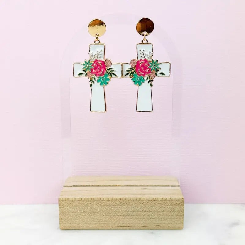 Let Your Light Shine Cross Earrings - Adult & Kids T-Shirts, Sweatshirts & Hoodies apparel design preview 1