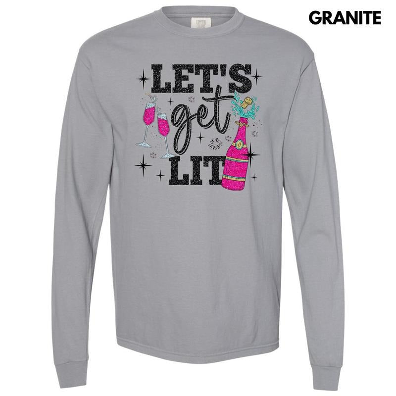 Let'S Get Lit Faux Glitter Comfort Colors - Adult & Kids T-Shirts, Sweatshirts & Hoodies apparel design preview 1