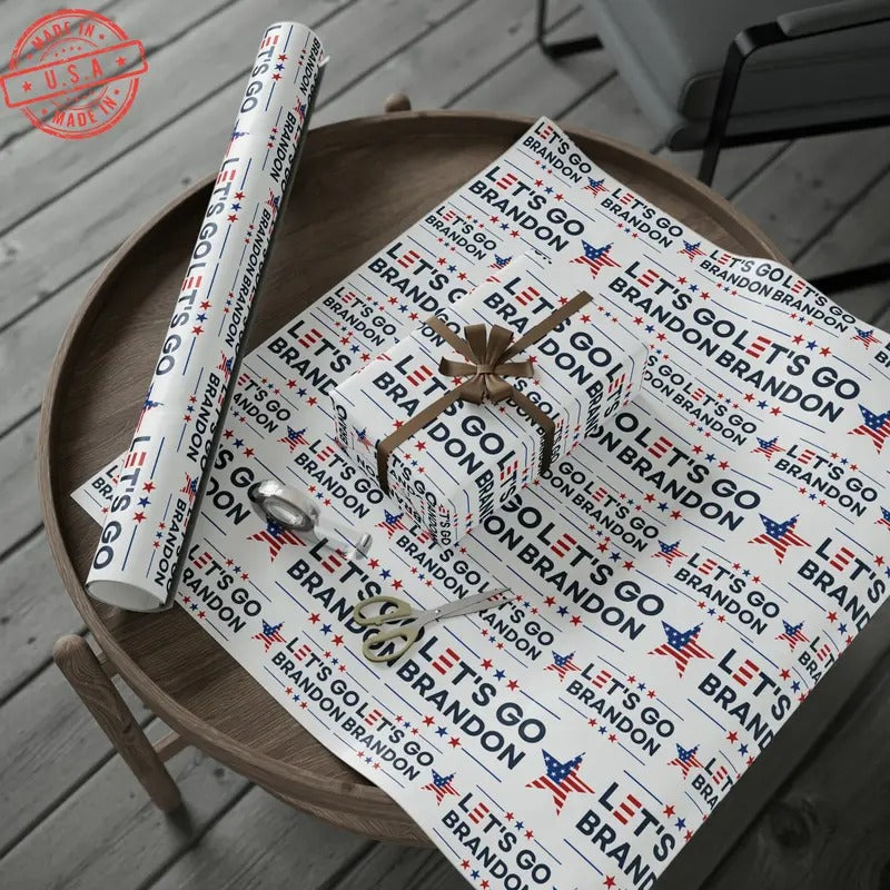 Let'S Go Brandon USA Wrapping Paper Trump Maga Wrap - Adult & Kids T-Shirts, Sweatshirts & Hoodies apparel design preview 1
