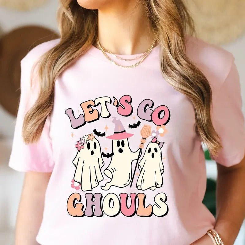 Lets Go Ghouls Spooky Season Vintage Halloween Retro - Adult & Kids T-Shirts, Sweatshirts & Hoodies apparel design preview 1
