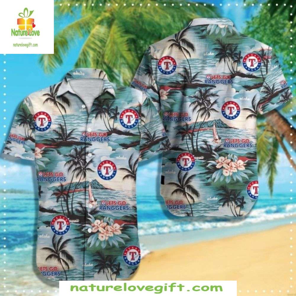 Texas Rangers Hawaiian Tropical Retreat MLB Baseball - Adult & Kids T-Shirts, Sweatshirts & Hoodies apparel design preview 1