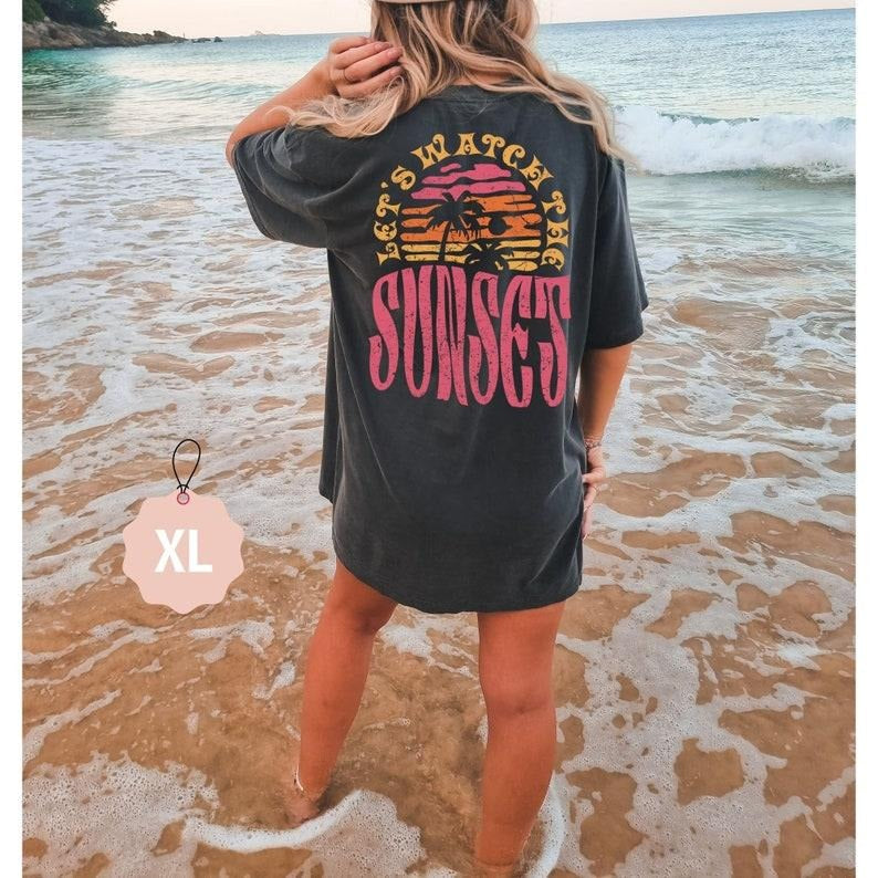 Lets Watch Sunset Cute Beach Summer Tops Coconut Girl - Adult & Kids T-Shirts, Sweatshirts & Hoodies apparel design preview 1