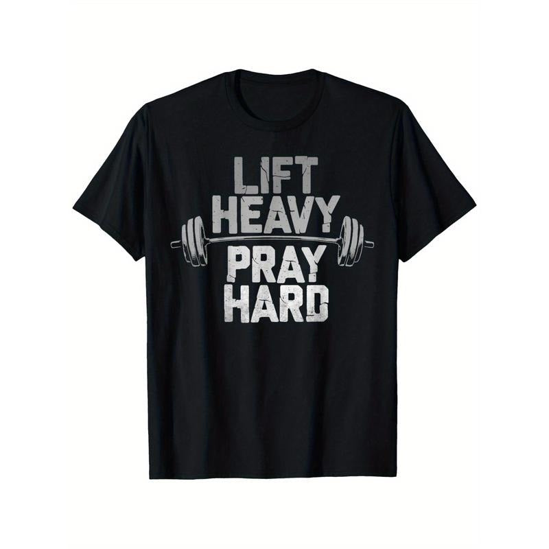 Lift Heavy Pray Hard" 100% Cotton Fun Gym - Adult & Kids T-Shirts, Sweatshirts & Hoodies apparel design preview 1
