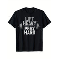 Lift Heavy Pray Hard" 100% Cotton Fun Gym - Adult & Kids T-Shirts, Sweatshirts & Hoodies apparel design preview 1