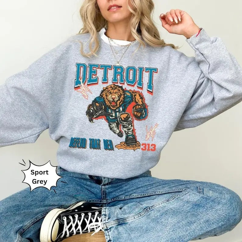 Lions Football Vintage Retro - Adult & Kids T-Shirts, Sweatshirts & Hoodies apparel design preview 1