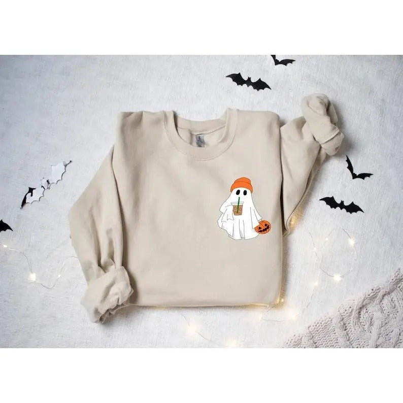 Little Ghost Ice Coffee Halloween Cute - Adult & Kids T-Shirts, Sweatshirts & Hoodies apparel design preview 1