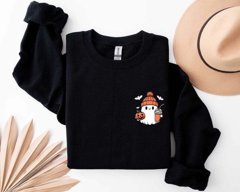 Little Ghost Ice Coffee Halloween Cute Spooky Season - Adult & Kids T-Shirts, Sweatshirts & Hoodies apparel design preview 1