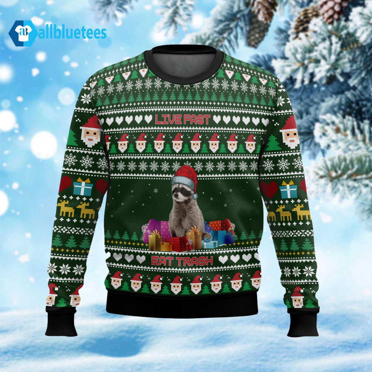 Live Fast Eat Trash Ugly Christmas Sweater - Holiday Gift product image