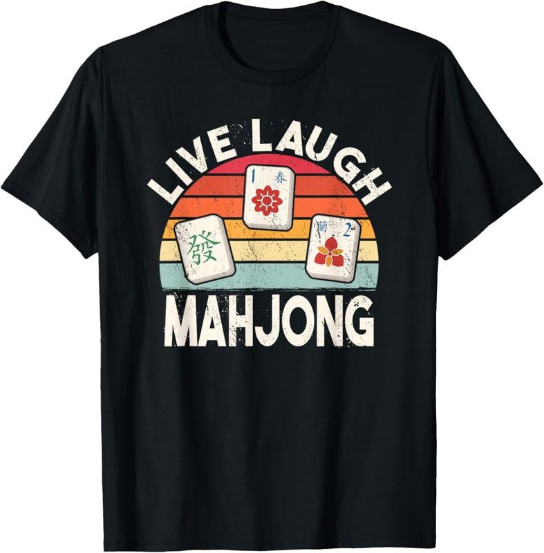 Live Laugh Mahjong Retro Mah Jongg Chinese Game Tiles - Adult & Kids T-Shirts, Sweatshirts & Hoodies apparel design preview 1